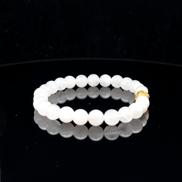 18K Gold Money Coin Ball Gemstones Birthstones Pearl Moonstone 6mm - Picture 4 of 6